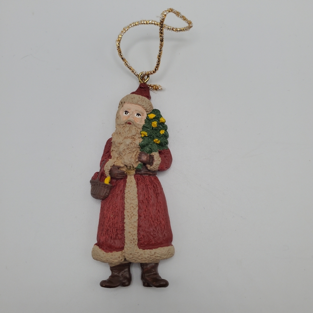Multicolor 4" Santa with a Tree - Christmas Ornament Figurine